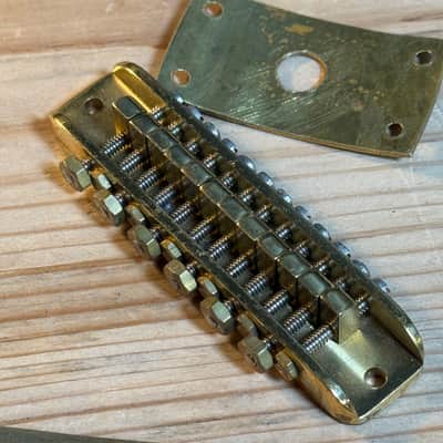 Stars Guitars brass XII tailpiece and bridge 70s brass 12 string guitar image 4