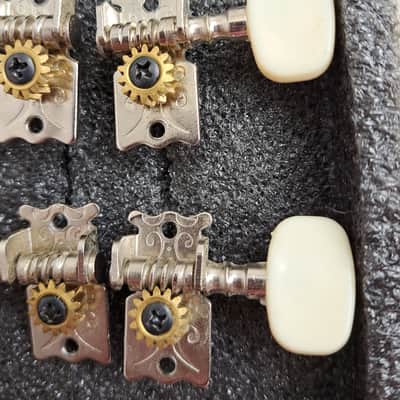 Unbranded Ukulele Uke Open Tuning Machines Tuners -Set of 4 (2+2) - Chrome w/ Ivory Knobs/ Buttons - Screws & Ferrules/Bushings image 5