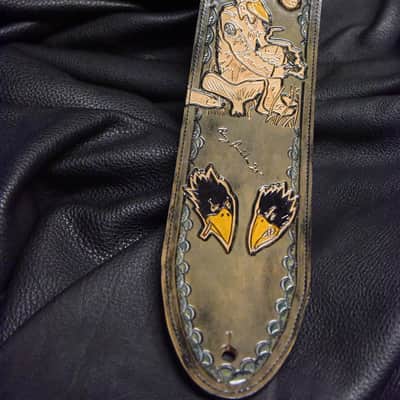 Guitar Leather strap 3.5" Black Crowes this is custom but will show anything can go on a strap image 20