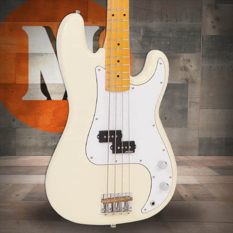 Vintage V4 Re-issued Maple Fingerboard Bass Guitar - Vintage White (V4MVW) image 1