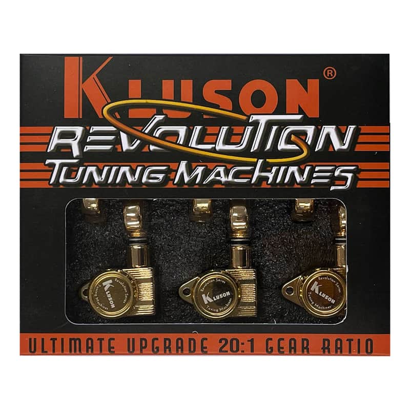 Kluson 3+3 Revolution Series Locking E-Mount Tuners Gold KREL-3-G image 1