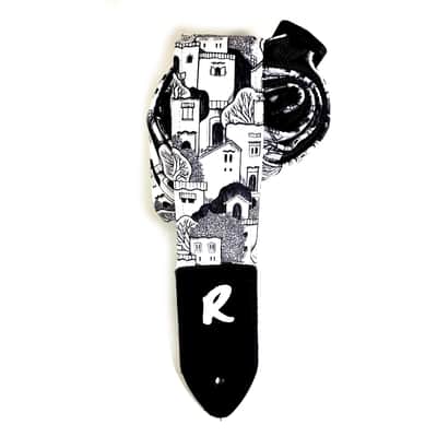 Black and white House Guitar Strap -Cute House Guitar Strap - Black White Stacked House Guitar Strap-Double Padded image 2