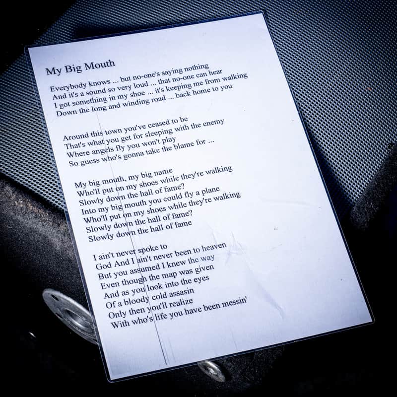 Oasis My Big Mouth A3 Laminated Lyrics 2000s image 1