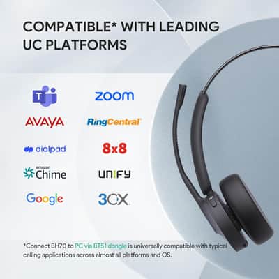 Yealink YEA-BH70, Mono Wireless Bluetooth Headset with Microphone for Work image 6