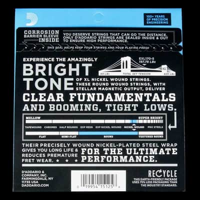 D'Addario Nickel Wound 5-String Long-Scale Bass Strings 45-130 image 2