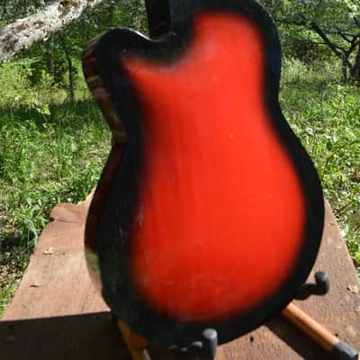 c. 1965 Vintage Eko Modello 100 Guitar, in Red Burst finish, w/a Pro Refurb setup and comes with a New Gator Black Hardshell Case image 10