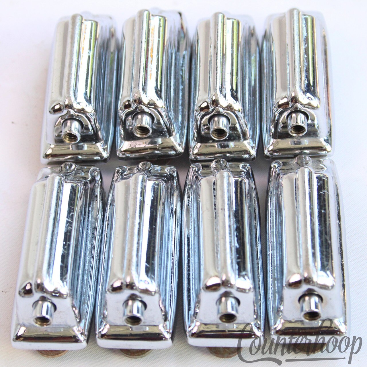 Rogers 8x Beavertail Bass Drum Lugs Chrome Dayton Powertone Vintage 60s USA Set — main photograph