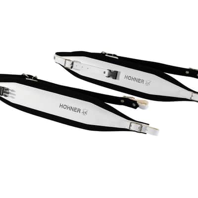Hohner 44 In. x 4 In. Leather & Velvet Accordion Straps X-Large w/ Back Strap (ACC17-WHT/BLK) image 2