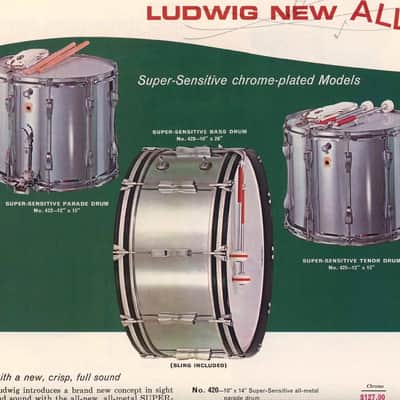 1960's Ludwig Chrome Tenor Tom 12x15 'Super-Sensitive' Model #425-12"x15" image 13