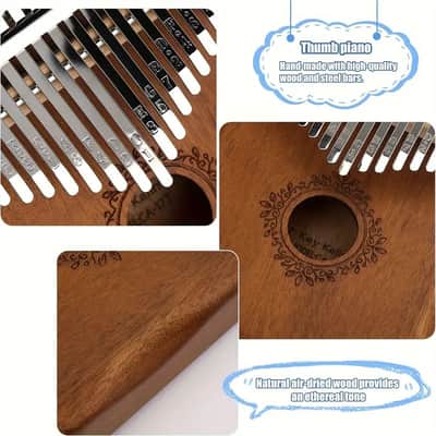 17-Key Thumb Piano – Retro Style Finger Piano with Learning Guide & Tuning Hammer image 5