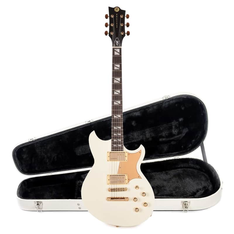 Reverend Kyle Shutt II Ice White Electric Guitar and Teardrop Two Tone Case Bundle image 1