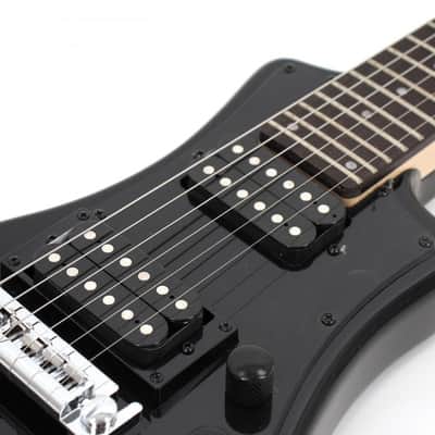 Hofner HOF-HCT-SH-DLX- BK-O Deluxe Shorty Electric Travel Guitar - Black - with Gig Bag image 5