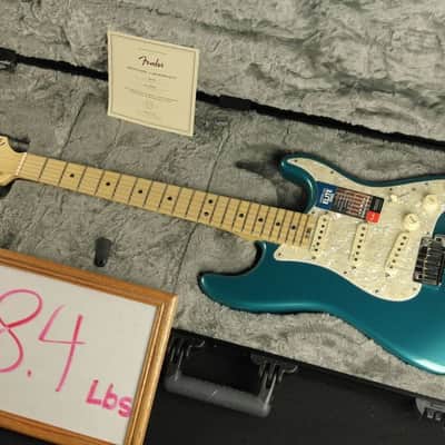 Fender American Elite Stratocaster Guitar, Ocean Turquoise, Maple Board - 0114002708 (818) image 2