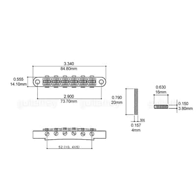 NEW Roller Tunematic BRIDGE for Gibson Les Paul SG TuneOMatic - CHROME image 2
