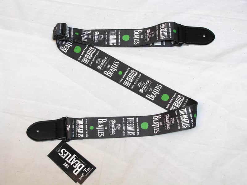 PERRI's The Beatles white on black polyester Guitar STRAP - new - 2" wide image 1