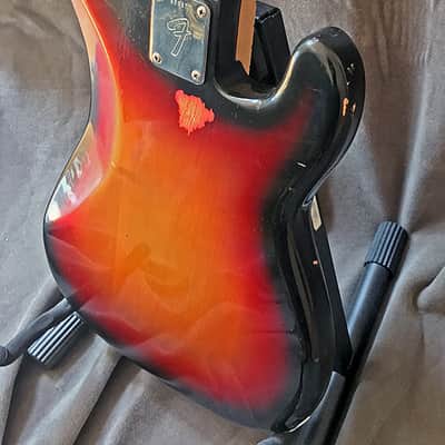 Left-handed Fender Precision bass, c1975 Tobacco Burst, converted to PJ image 9