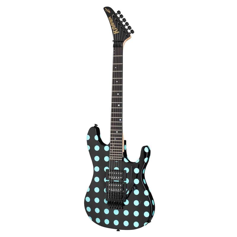 Kramer Nightswan Electric Guitar - Ebony with Blue Dots image 1