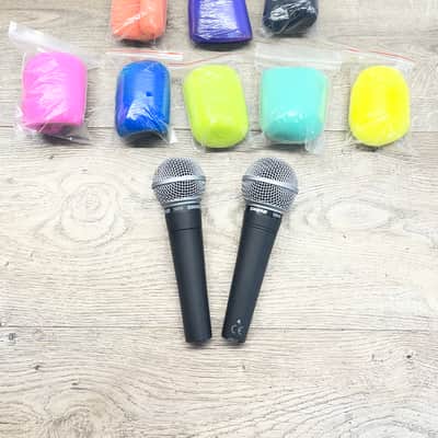 2 Shure Cardioid Dynamic Microphones SM58 & SM48 w/ 8 Windscreens