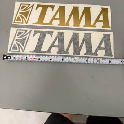 Set of (2) New Tama Bass Drum Decals, Gold & Black image 2