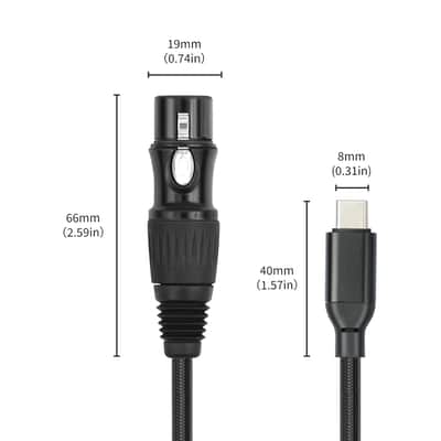 USB-C to 3-Pin XLR Female Cable 3.3FT - USB C 24Bit/96KHz Digital to Analog XLR Female Dual-Shielded Braided Audio Cable Support Phone/Pad to Microphone and Mixers image 3