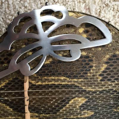 Vintage Chin Chin 4 string Banjo with Snake Skin Head image 8