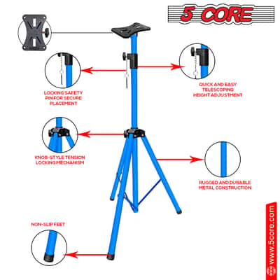 5 Core Speaker Stand Pair Height Adjustable 72" Heavy Duty PA DJ Tripod Studio Monitor Stands image 4