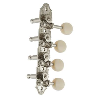 Grover Vintage Style F Professional Mandolin Machine Heads 4 per side Nickel w/ Pearloid Buttons image 5