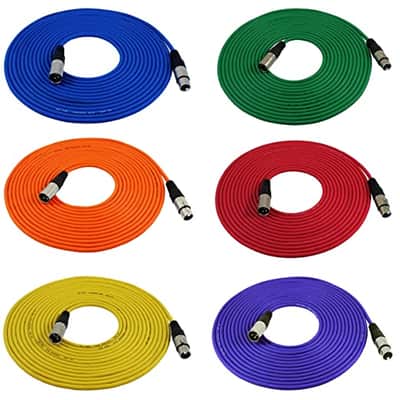 GLS Audio 25ft Mic Cable Cords - XLR Male to XLR Female Colored Cables - 25' Balanced Mike Cord - 6 Pack image 1
