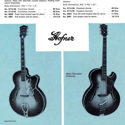 1967 Hofner President Florentine Model 66 Acoustic Archtop 5115-05 Brunette Sunburst image 4