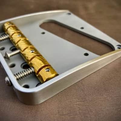 Van Dyke-Harms Left-Hand Telecaster Bridge w/front attachment points and Monolithic Saddle Combo 2023 - Stainless Steel image 3