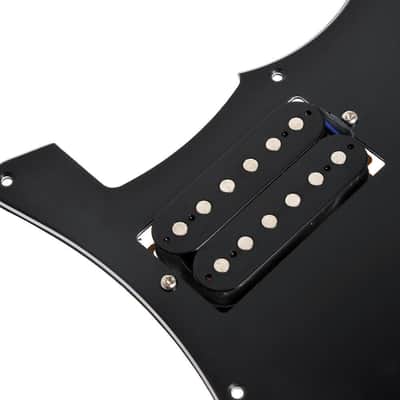 Stratocaster Style HH Loaded Pickguard and Humbucker, Black-Black image 4