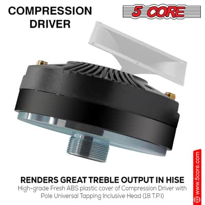 5 Core Compression Driver 135W RMS 8 Ohm Titanium Horn Throat Tweeter Speaker 18 TPI Threading - 2PCS image 10