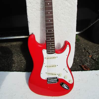 Hondo H76 Stratocaster Guitar, 1980's, Korea, Red, Fresh Setup image 1