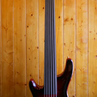 AIO Wolf KTB-6 6 String *Left-Handed *Fretless Bass - Red Burst image 10