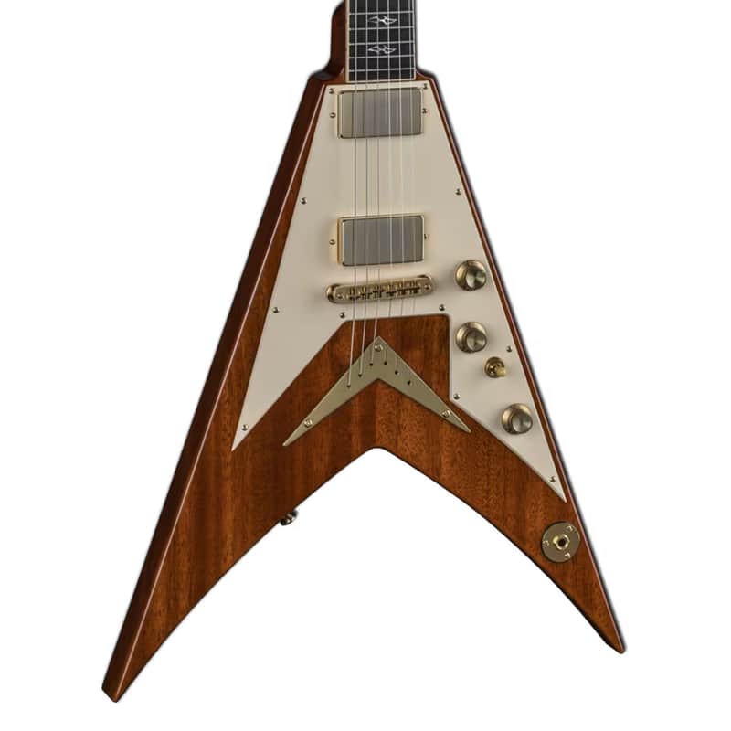Dean USA Vengeance Mahogany Pickguard Gold Hardware V with Hard Case Gloss Natural USA VEN PG GN image 1