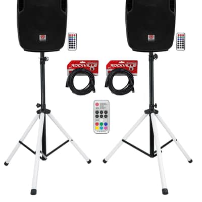 (2) Rockville BPA10 10" Powered 400w DJ PA Speakers wBluetooth+LED Stands+Cables image 14