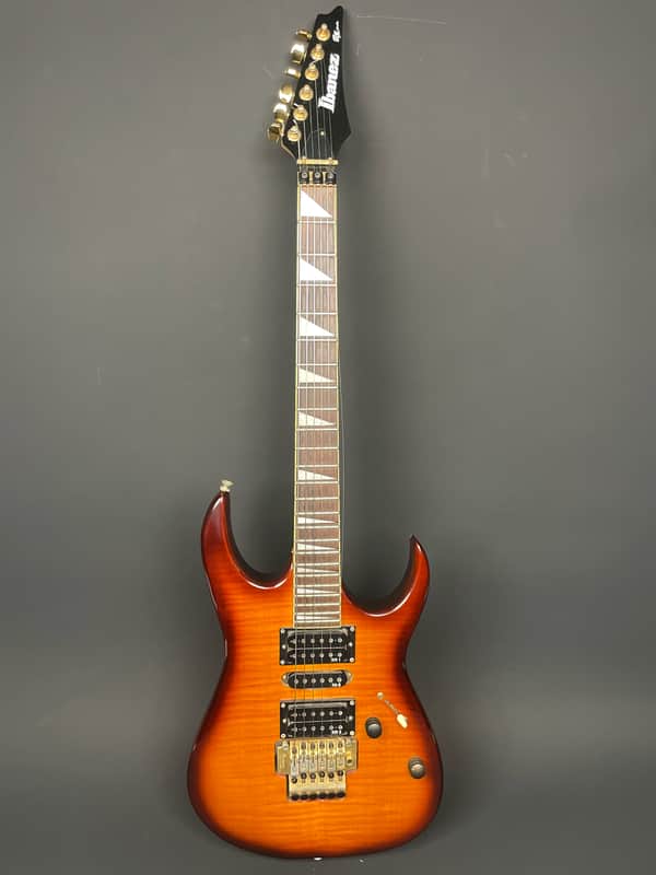 Ibanez EX370FM 1991 Transparent Amber Sunburst Flame Maple MIK w/ Hard Case image 1