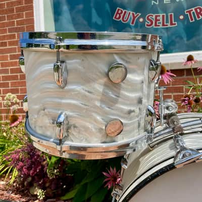 1960s Gretsch Progressive Jazz Drum Set Silver (White) Satin Flame 20/12/14 image 14