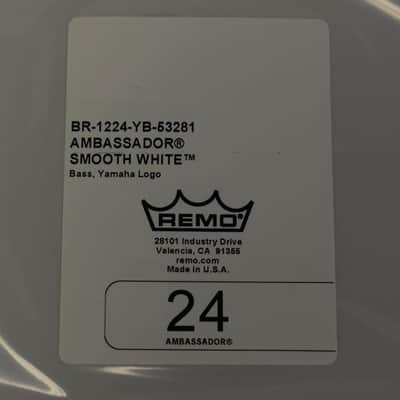 Remo Ambassador Smooth White Bass Drum Head 24" Yamaha Branded (New Open Box) image 2