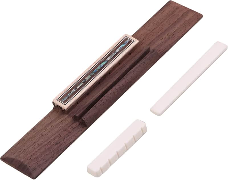 Rosewood Classical Guitar Bridge with Bone Saddle Nut Acoustic Guitar Replacement Part Set Abalone Shell 6 String image 1
