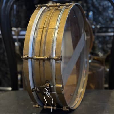 VINTAGE 1920's Wilson Brothers 4x14 Brass Snare Drum image 5