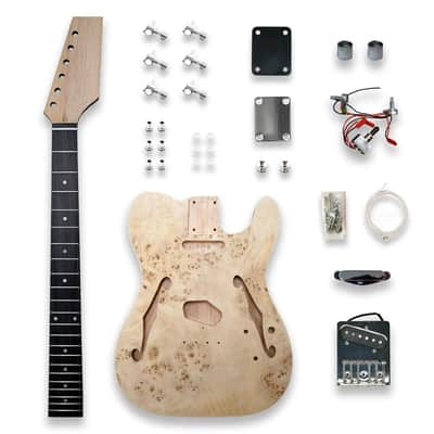 DIY Semi Hollow Tele Guitar Kit - Birdseye Maple Veneer Top image 1