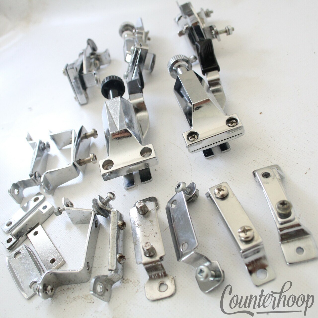 Pearl Snare Drum Throw-Offs+Butt Plates Parts Lot Chrome Vintage 80s Strainers* — main photograph