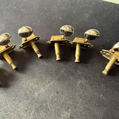 (6) Vintage Kluson "Deluxe" "double-row" tuners,  gold-plated round buttons, circa 1964, image 5
