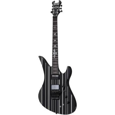 Schecter Synyster Gates Signature Custom Sustainiac - Ebony Fingerboard, Gloss Black w/Silver Pin Stripes image 1