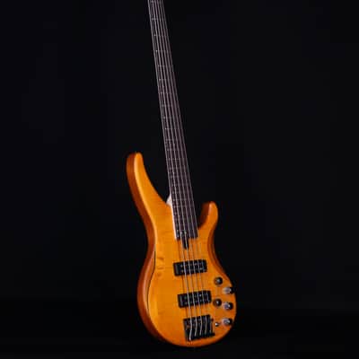 Yamaha TRBX605FM 5-String Electric Bass Guitar, Matte Amber image 8