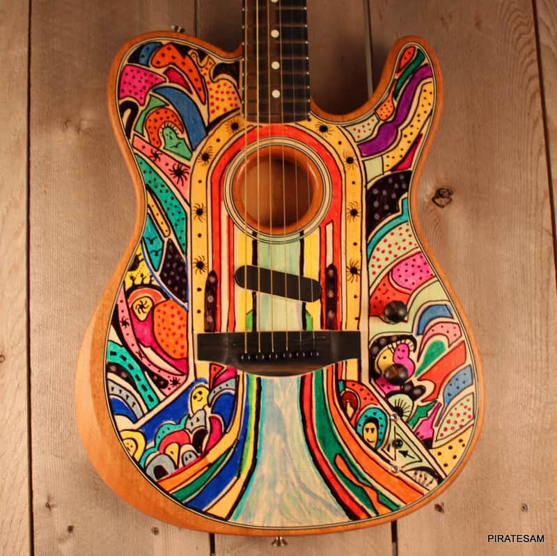 Fender American Acoustasonic Telecaster  CUSTOM Art Guitar - "A River Runs Through It " #4