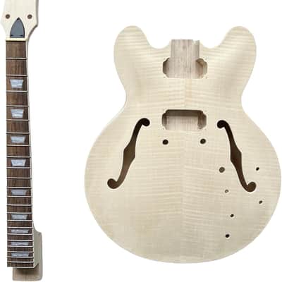 DIY Electric Guitar Kit,Semi-Hollow Body Electric Guitar,with Paulownia Wood Core and Maple Plywood,6 Strings,Build Your Own Guitar image 2