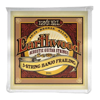 Ernie Ball 2061 Earthwood 80/20 Bronze 5-String Banjo Frailing Strings (10-24w)