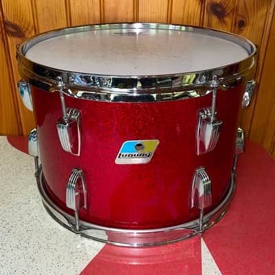 Vintage Ludwig 13" Red Sparkle Rack Tom Drum w/ Blue Olive Badge - Beautiful! image 1